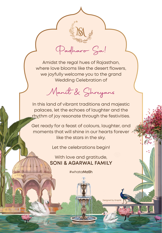 Welcome Note with pocket itinerary