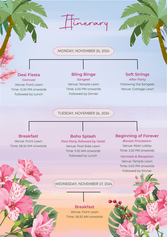 Room Itinerary - Tent Card