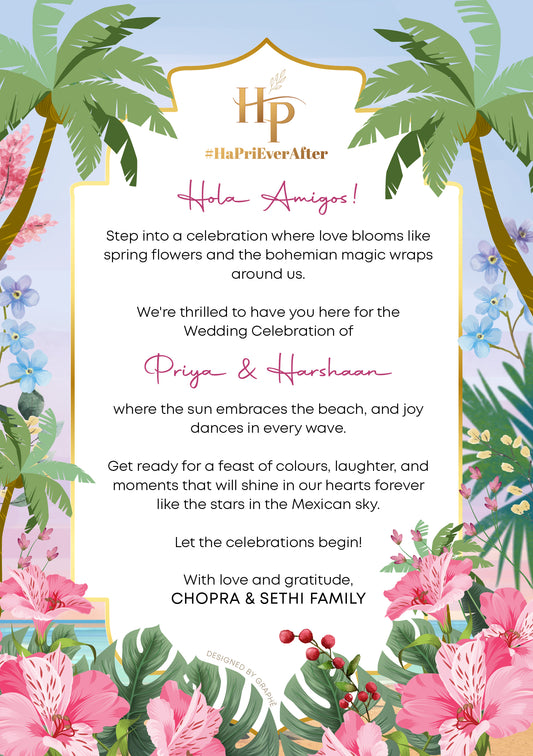 Room Itinerary (Tent Card)