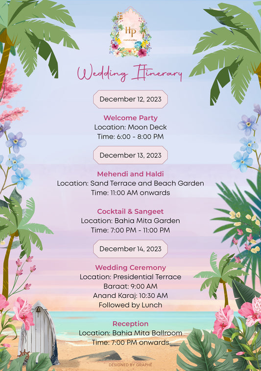 Room Itinerary (Tent Card)